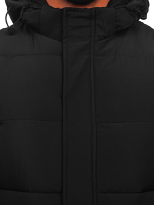 Fekete vastag steppelt kapucnis férfi mellény Bolf 57M7508