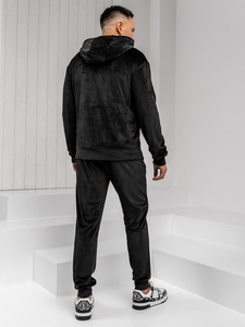 Fekete velúr férfi melegítő kapucnival Bolf 8C1538A1