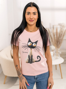 Rózsaszín női póló applikációval Bolf 95T2515