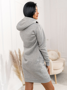 Szara długa bluza damska z kapturem Denley YS10005A2