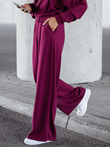 Női két darabos szett cipzárral bordó Bolf 821109