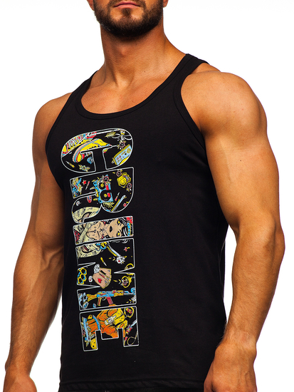 Mintás fekete színű boksz tank-top Bolf 143031