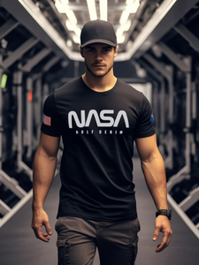 Mintás férfi pamut póló fekete színben Bolf 14401