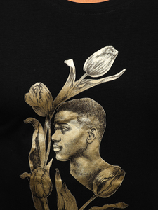 Mintás férfi póló fekete színben Bolf Y70052