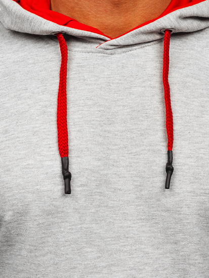 Férfi pulcsi kapucnival szürke színben Bolf 145369