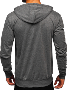 Grafit színű nyitható férfi pulcsi kapucnival Bolf B025