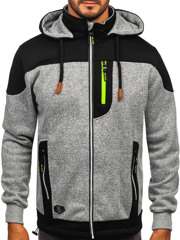 Szürke férfi kapucnis pulóver-kabát Bolf TC1262