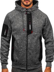 Antracit bélelt férfi kapucnis pulóver Bolf TC1306