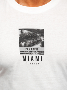 Fehér pamut férfi póló mintával Bolf MPO3500