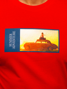 Piros pamut férfi póló mintával Bolf MPO3559