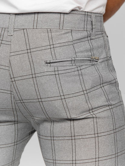 Szürke-fekete szövet férfi kockás chino nadrág 0036
