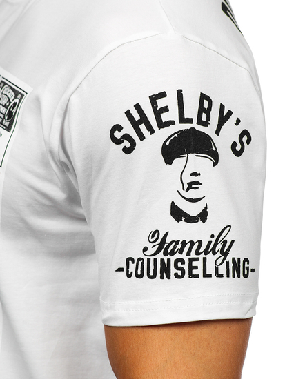 Fehér színű férfi póló applikációval Bolf 2826