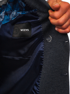 Tengerészkék kétsoros férfi okos blézer Bolf 006