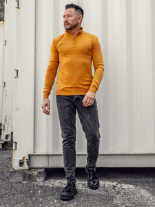 Állógalléros férfi pulóver camel Bolf YY08