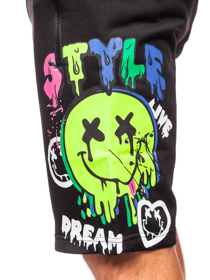 Férfi rövid szabadidőnadrág fekete színben Bolf HS7195