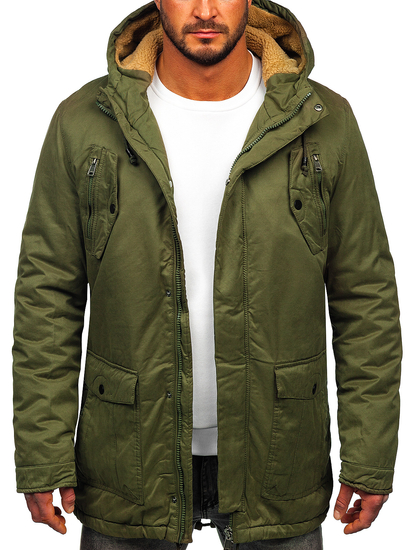 Téli férfi parka dzseki zöld Bolf 1794