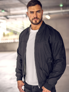 Fekete férfi átmeneti bomberdzseki, kétoldalas Bolf 84M3005A