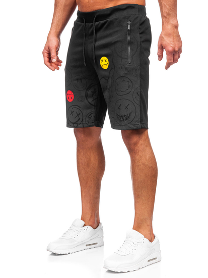 Férfi rövid szabadidőnadrág fekete színben Bolf HS7197