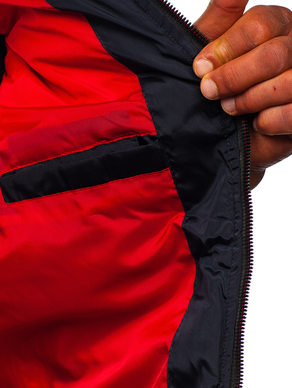 Vastag steppelt férfi mellény kapucnival gránátkék színben Bolf 7129