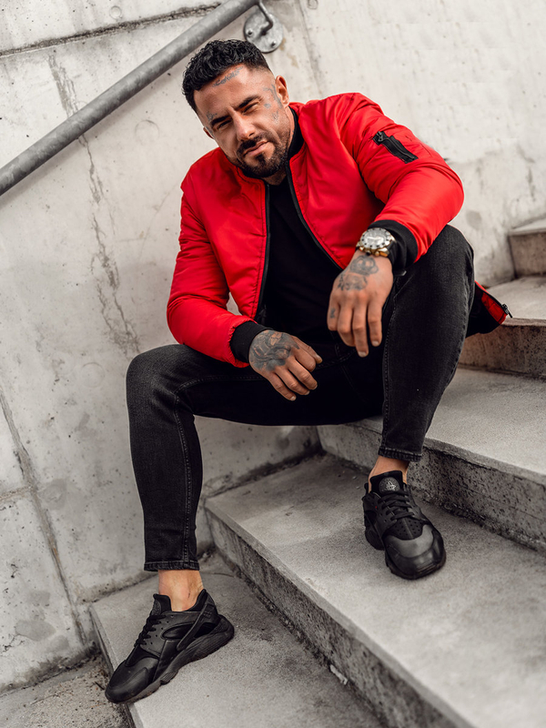 Férfi átmeneti bomberdzseki piros színben Bolf AK95A