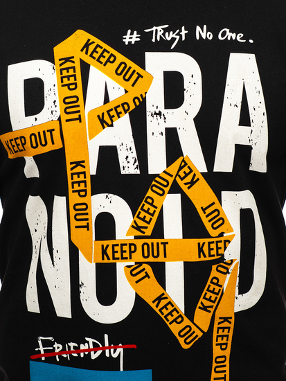 Férfi póló mintával fekete színben Bolf 2309-1