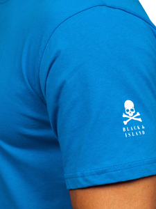 Égszínkék színű férfi pamut póló mintával Bolf 14784