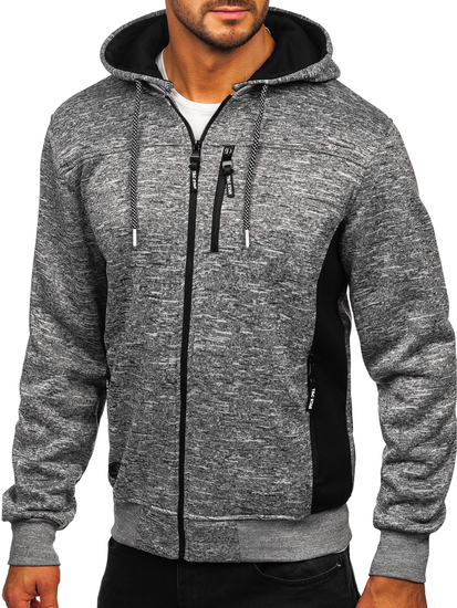 Szürke bélelt férfi kapucnis pulóver Bolf TC1305