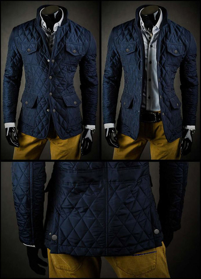 Sötétkék elegáns steppelt férfi dzseki Bolf 802A