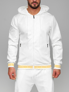 Fehér színű férfi melegítő együttes kapucnival Bolf 3A161