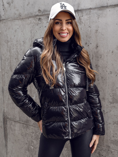 Steppelt téli női dzseki kapucnival fekete színben Bolf 5M3172B