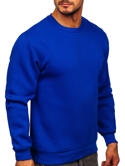 Vastag férfi melegítőfelső kapucni nélkül búzavirágkék színben Bolf 2001