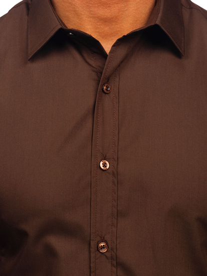 Férfi elegáns hosszú ujjú ing Barna Bolf 1703