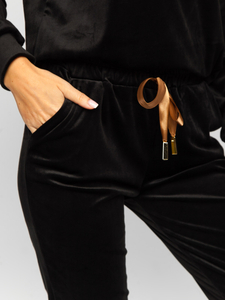 Fekete női bársony melegítő szalaggal Bolf 8129