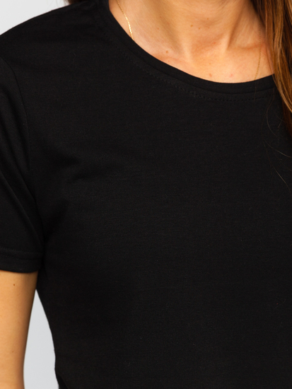 Fekete női póló minta nélkül Bolf SD211-3P 3PACK