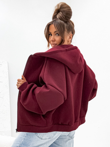 Női kapucnis pulóver szigetelt butterfly bordó Bolf 821112