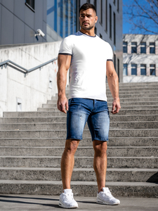 Férfi farmer rövidnadrág gránátkék színben Bolf MP0044B