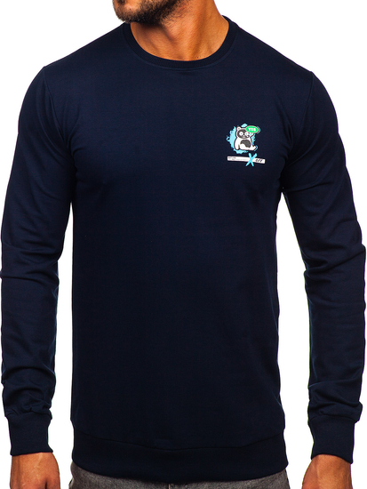 Mintás gránátkék színű férfi melegítőfelső kapucni nélkül Bolf 8744