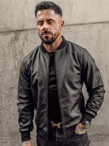 Férfi bomber bőrdzseki fekete színben Bolf 3A65A