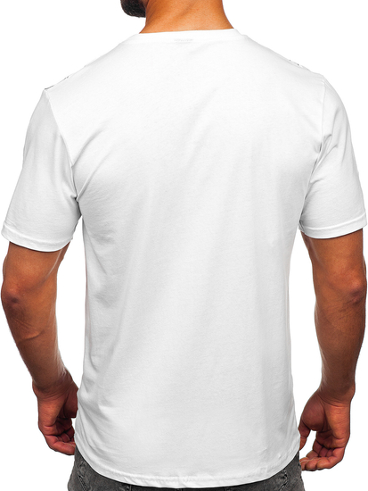 Férfi póló mintával fehér színben Bolf 14207