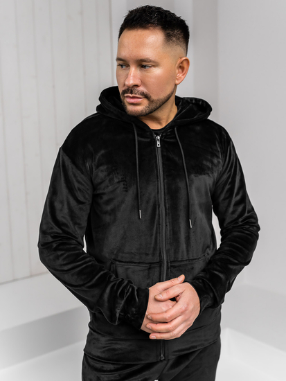 Fekete velúr férfi melegítő kapucnival Bolf 8C1538A1