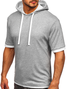 Férfi póló minta nélkül szürke színben Bolf 08