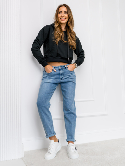 Női melegítőfelső kapucnival fekete színben Bolf 8B939