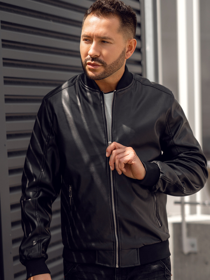 Fekete színű férfi bomber bőrdzseki Bolf 7110A