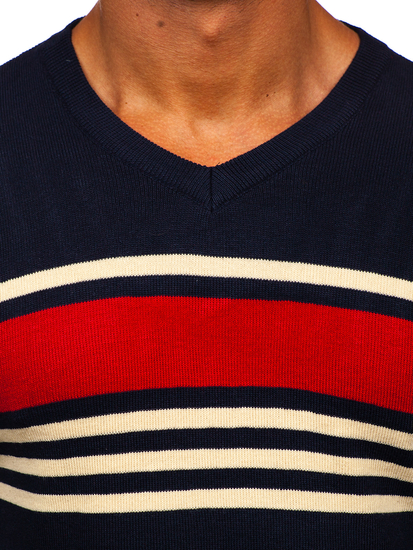 V-nyakú férfi pulóver gránátkék színben Bolf S8536