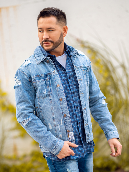 Kék férfi farmer dzseki Bolf MJ501BC