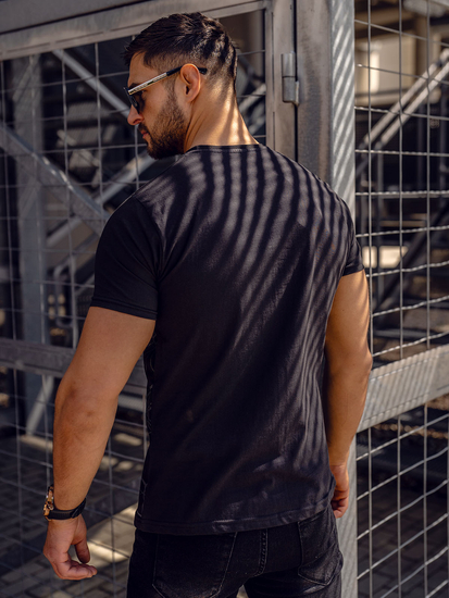 Fekete T-shirt férfi nyomott mintás Bolf SS10935A