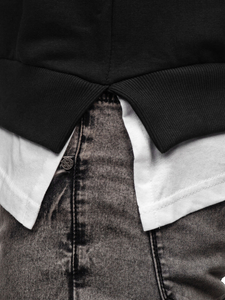 Mintás férfi pulcsi kapucni nélkül fekete Bolf 181905