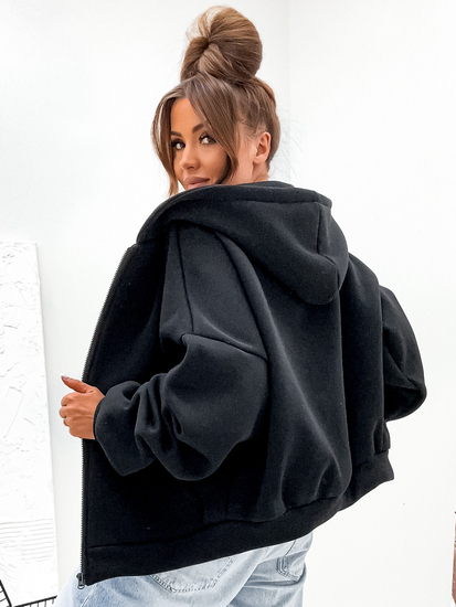 Női kapucnis pulóver szigetelt butterfly fekete Bolf 821112