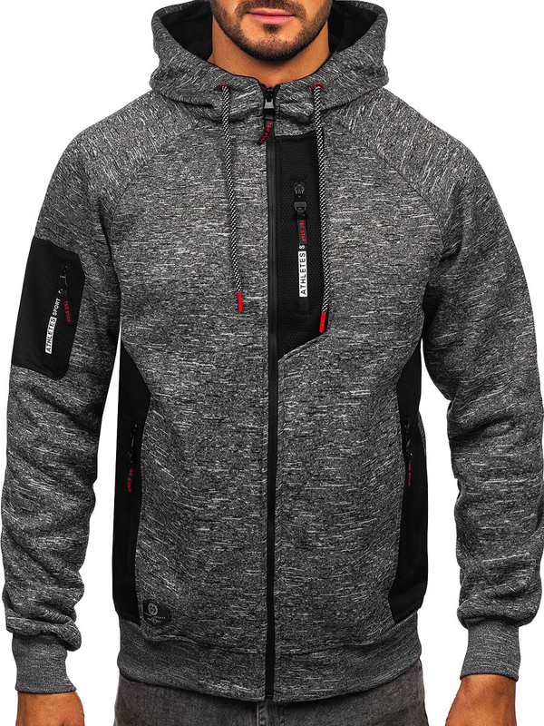 Antracit bélelt férfi kapucnis pulóver Bolf TC1306