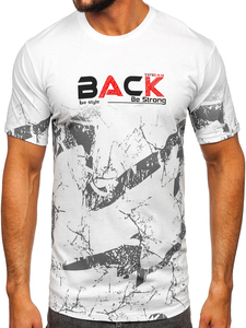 Férfi pamut póló mintával fehér színben Bolf 14766